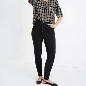 NWT Madewell 10" high rise skinny black button fly raw hem size 34 petite